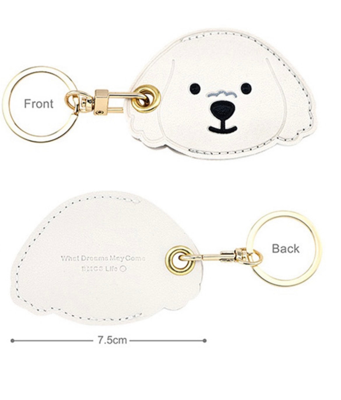 Maltese smart tag leather cover keychain